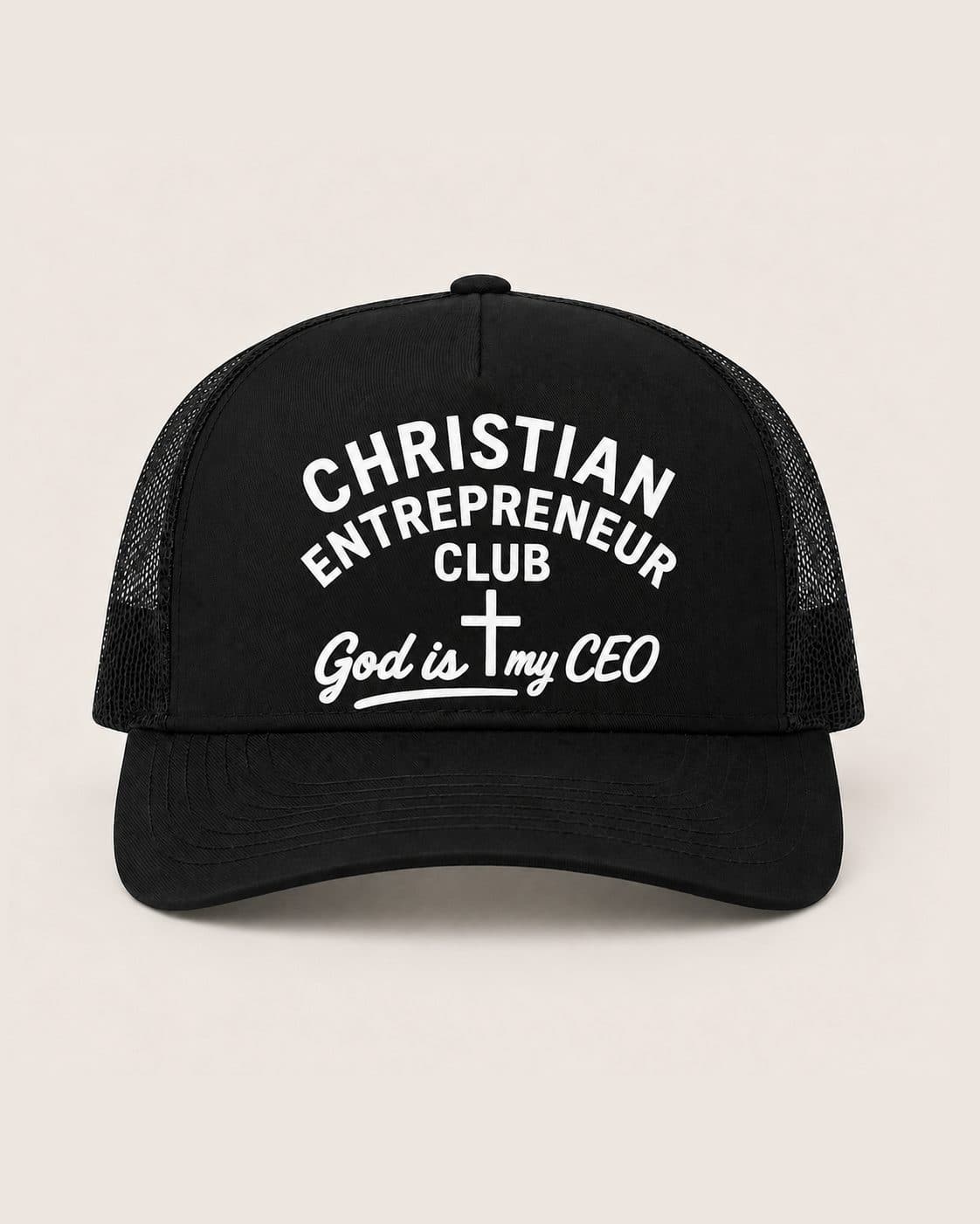 CEC Trucker Hat in Black, front view