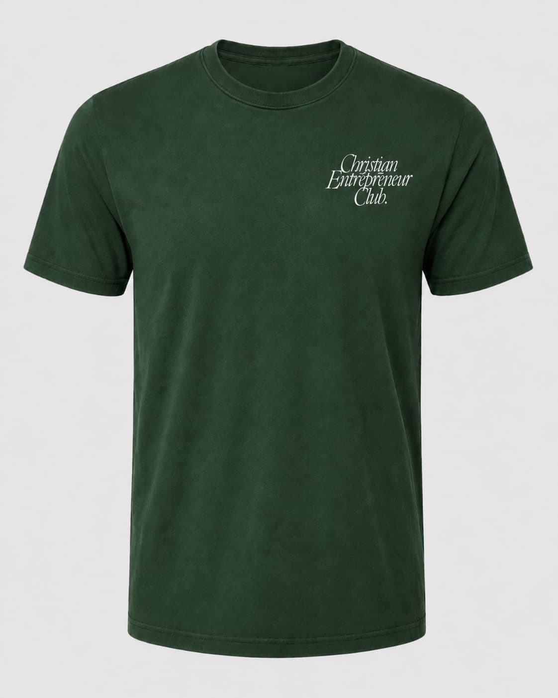 Script Cotton Crew Tee in Forest Green, front view