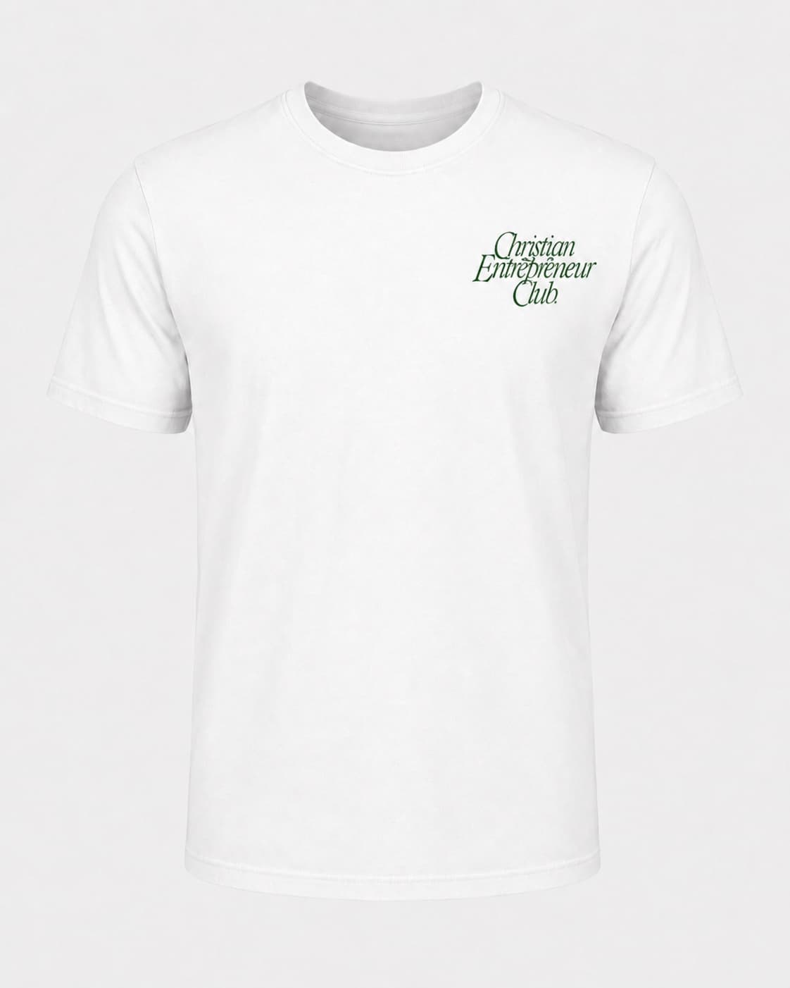 Script Cotton Crew Tee in White, front view